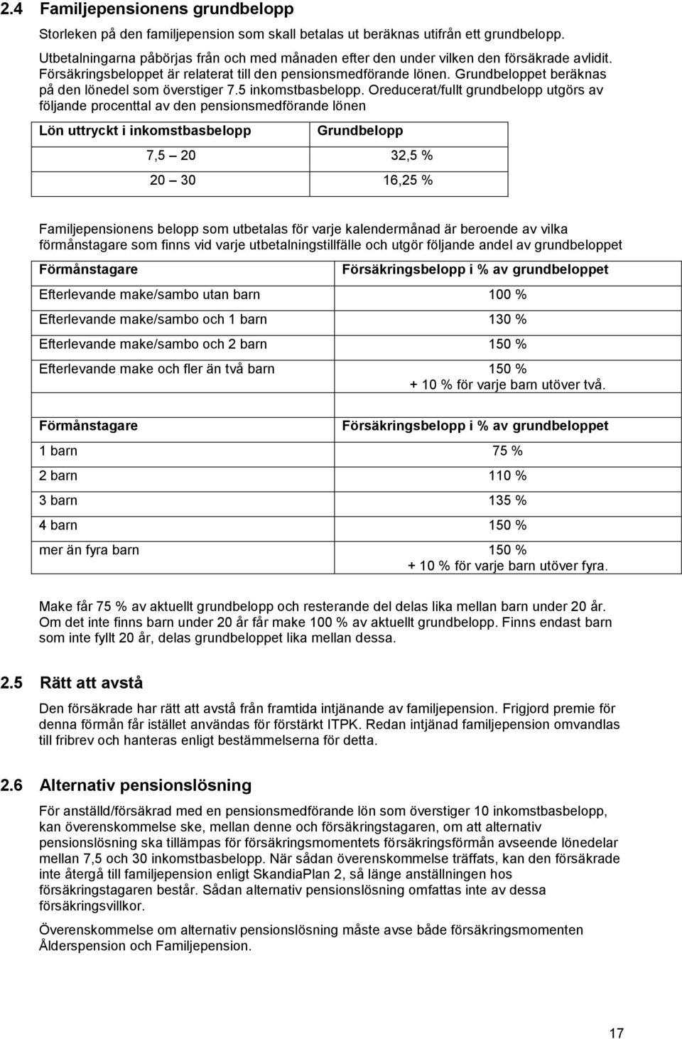 Grundbeloppet beräknas på den lönedel som överstiger 7.5 inkomstbasbelopp.