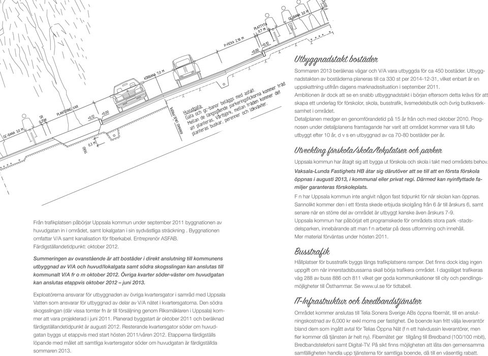 Ambitionen är dock att se en snabb utbyggnadstakt i början eftersom detta krävs för att skapa ett underlag för förskolor, skola, busstrafik, livsmedelsbutik och övrig butiksverksamhet i området.