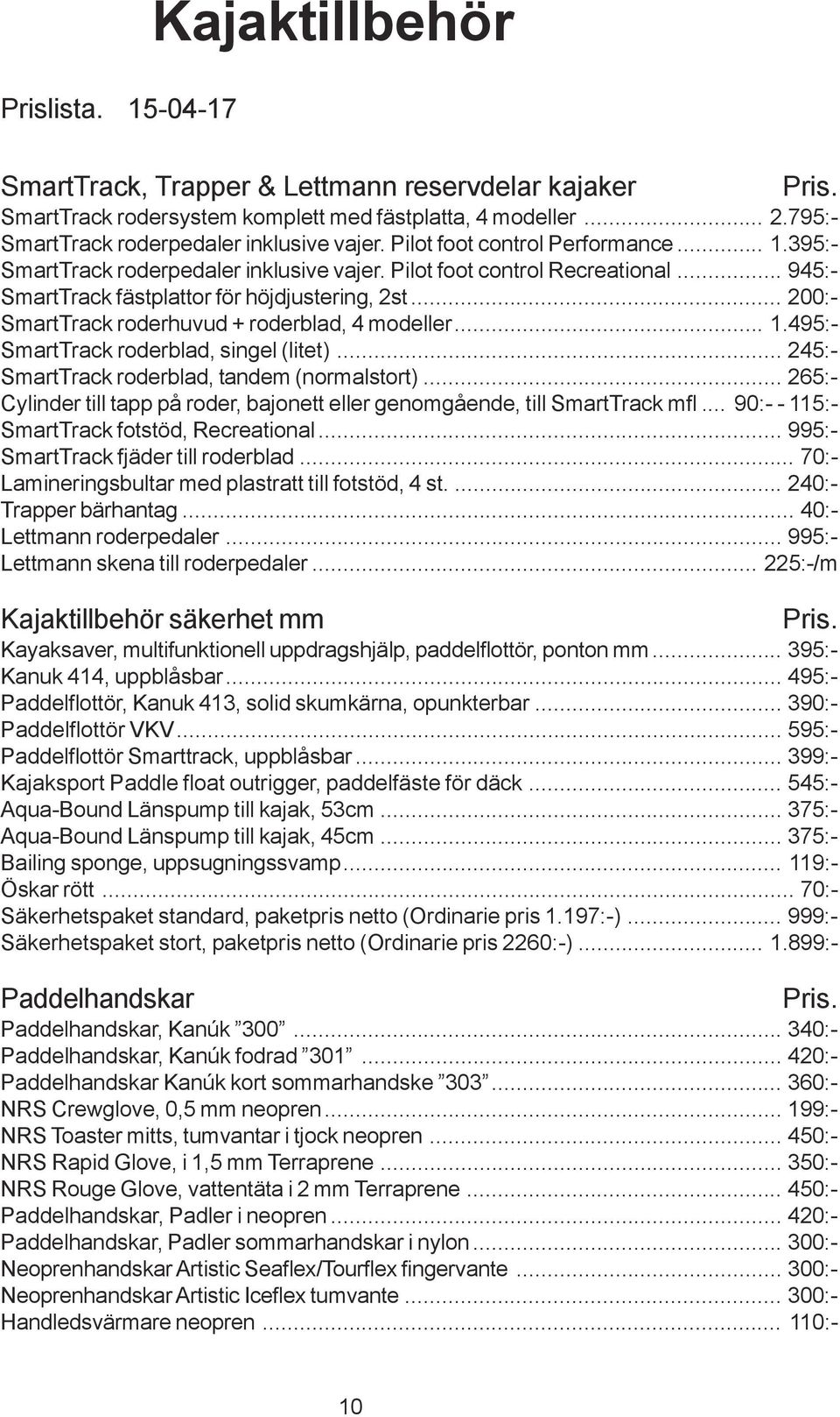 .. 945:- SmartTrack fästplattor för höjdjustering, 2st... 200:- SmartTrack roderhuvud + roderblad, 4 modeller... 1.495:- SmartTrack roderblad, singel (litet).