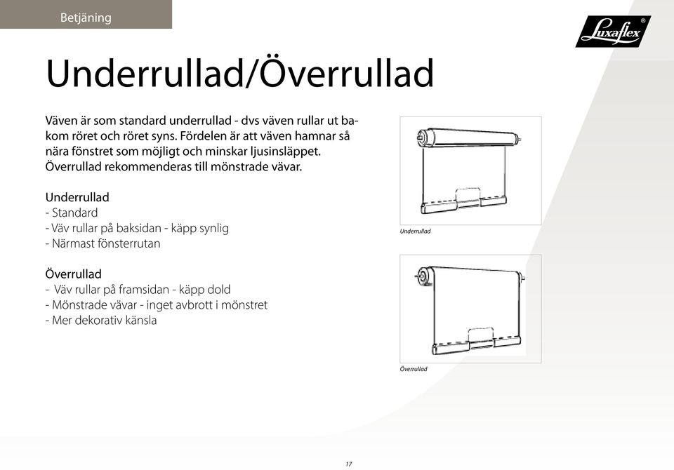 Överrullad rekommenderas till mönstrade vävar.