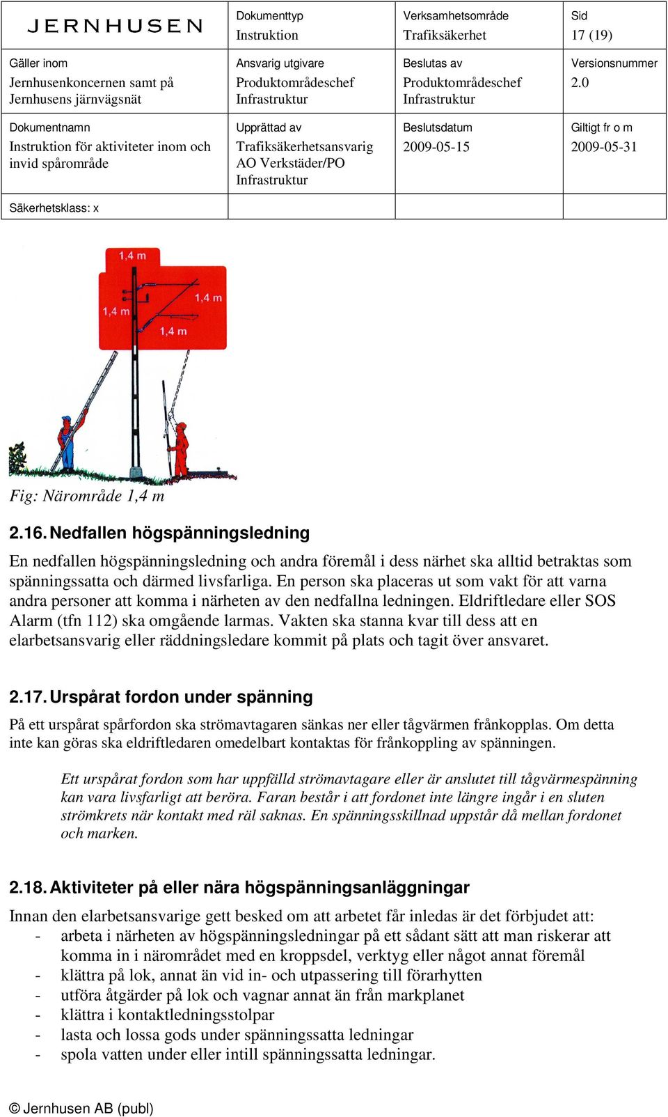 Vakten ska stanna kvar till dess att en elarbetsansvarig eller räddningsledare kommit på plats och tagit över ansvaret. 2.17.