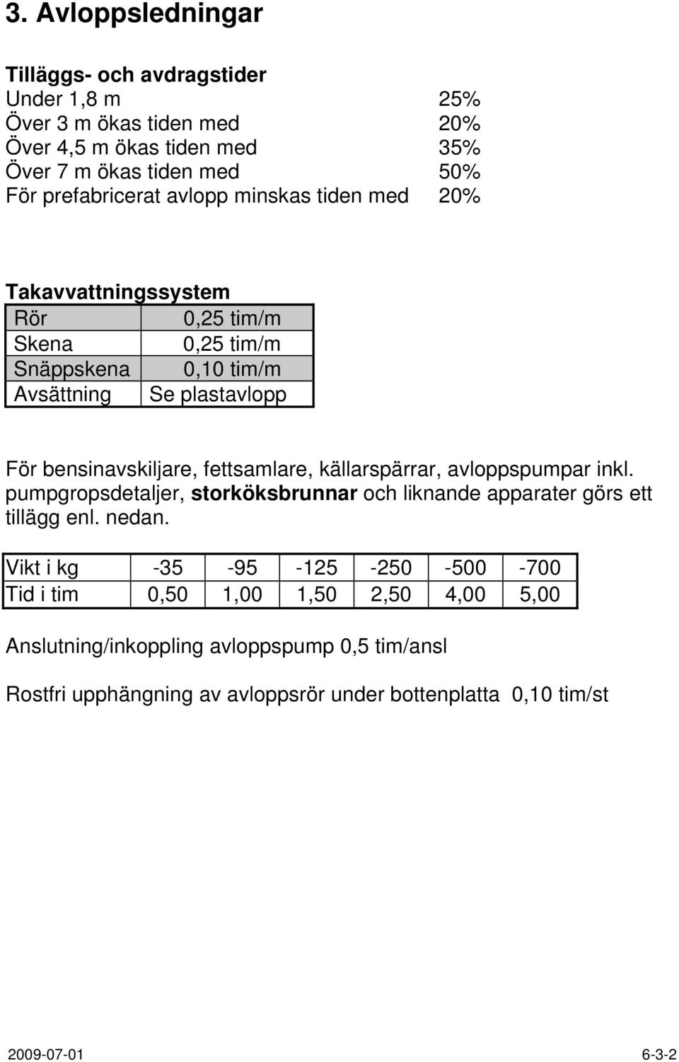 bensinavskiljare, fettsamlare, källarspärrar, avloppspumpar inkl. pumpgropsdetaljer, storköksbrunnar och liknande apparater görs ett tillägg enl. nedan.