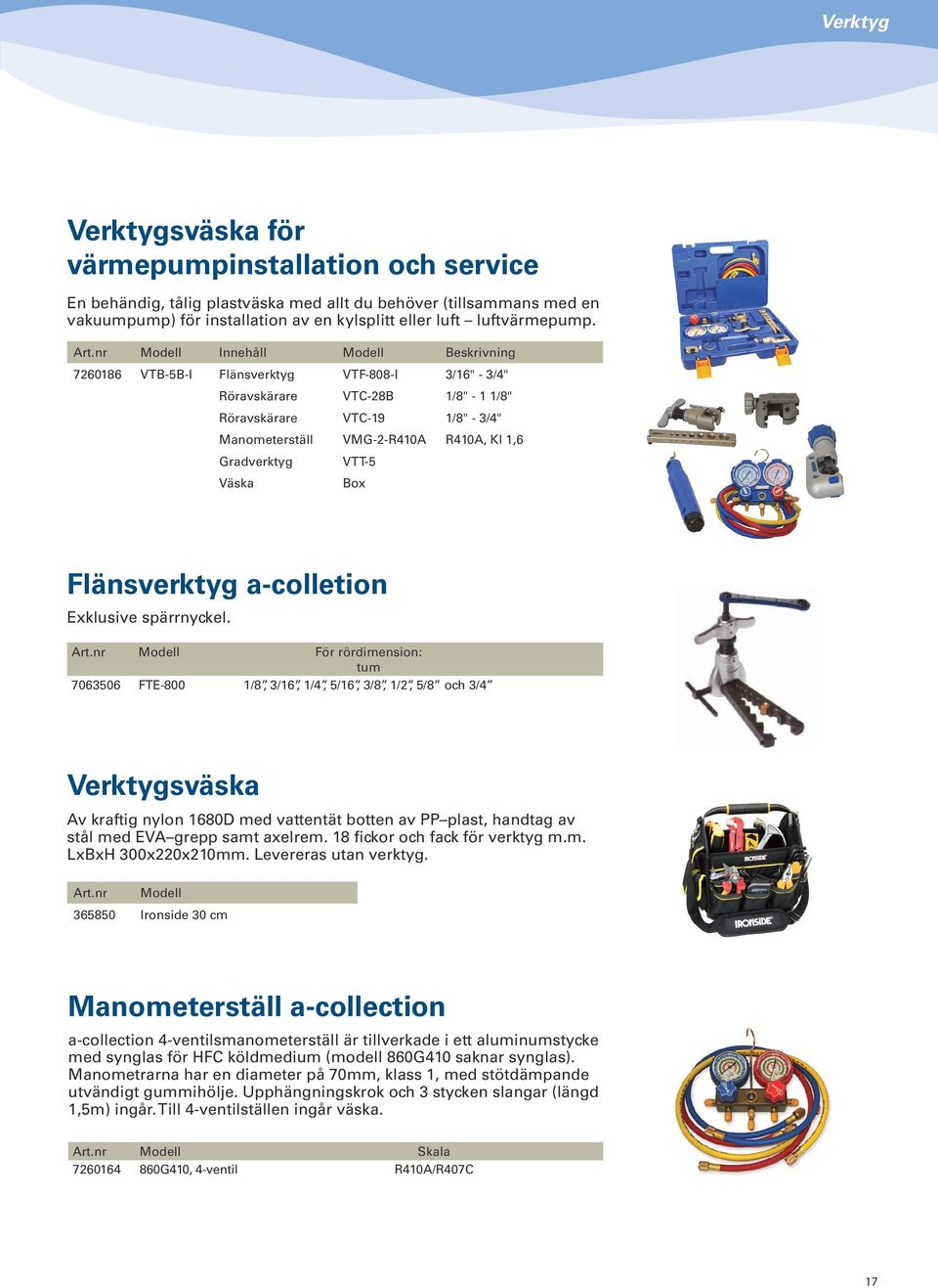 1,6 Gradverktyg Väska VTT-5 Box Flänsverktyg a-colletion Exklusive spärrnyckel. Art.