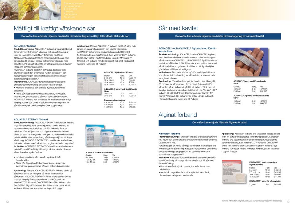 ConvaTec. Hydrofiber förbandet består av 100 procent cellulosa (natriumkarboxymetylcellulosa) som omvandlas till en mjuk gel när det kommer i kontakt med sårvätska.