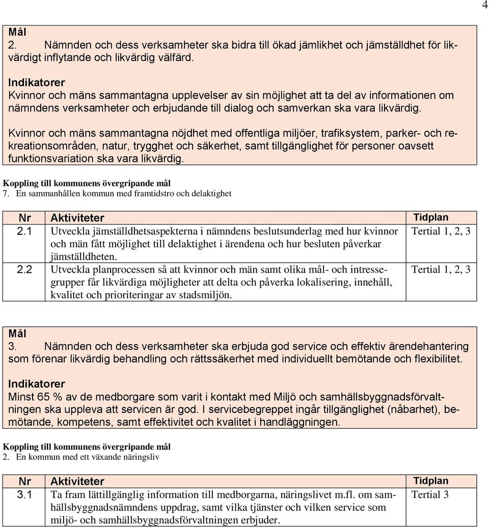 Kvinnor och mäns sammantagna nöjdhet med offentliga miljöer, trafiksystem, parker- och rekreationsområden, natur, trygghet och säkerhet, samt tillgänglighet för personer oavsett funktionsvariation