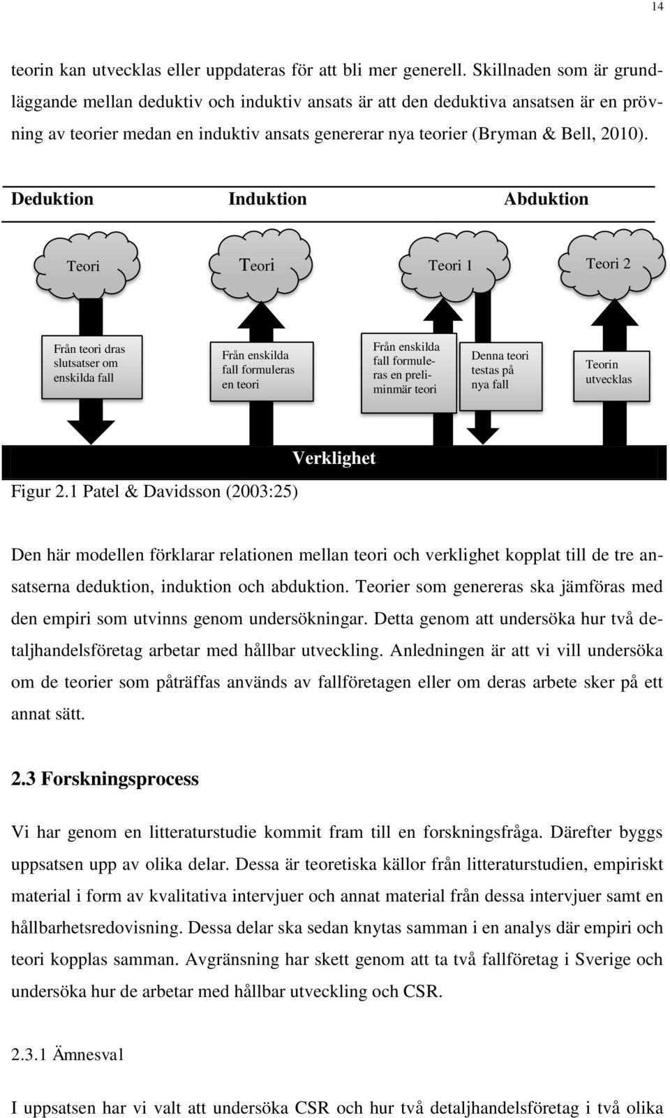 Deduktion Induktion Abduktion Teori Teori Teori 1 Teori 2 Från teori dras slutsatser om enskilda fall Från enskilda fall formuleras en teori Från enskilda fall formuleras en preliminmär teori Denna