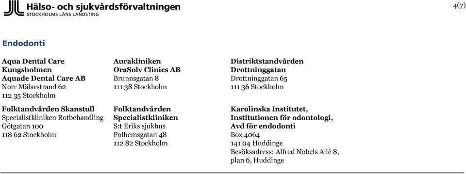 Stockholm Aurakliniken OraSolv Clinics AB Brunnsgatan 8 111 38 Stockholm