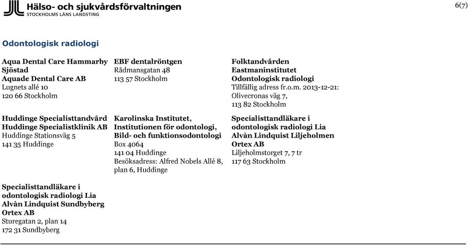 14 172 31 Sundbyberg EBF dentalröntgen Rådma