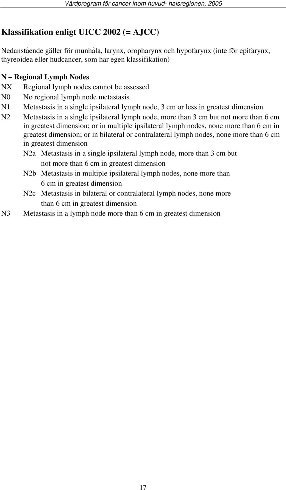 single ipsilateral lymph node, more than 3 cm but not more than 6 cm in greatest dimension; or in multiple ipsilateral lymph nodes, none more than 6 cm in greatest dimension; or in bilateral or