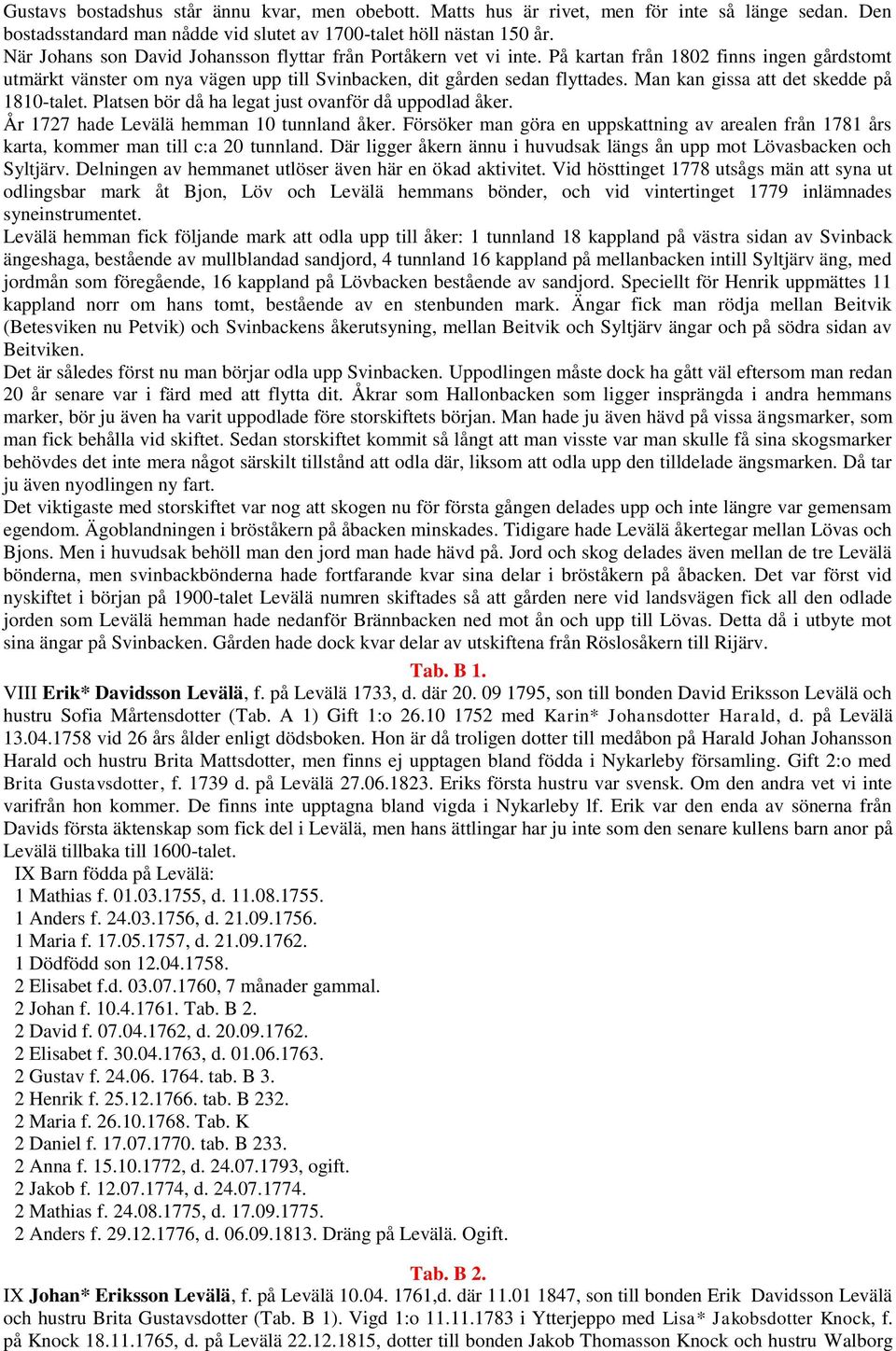 Man kan gissa att det skedde på 1810-talet. Platsen bör då ha legat just ovanför då uppodlad åker. År 1727 hade Levälä hemman 10 tunnland åker.