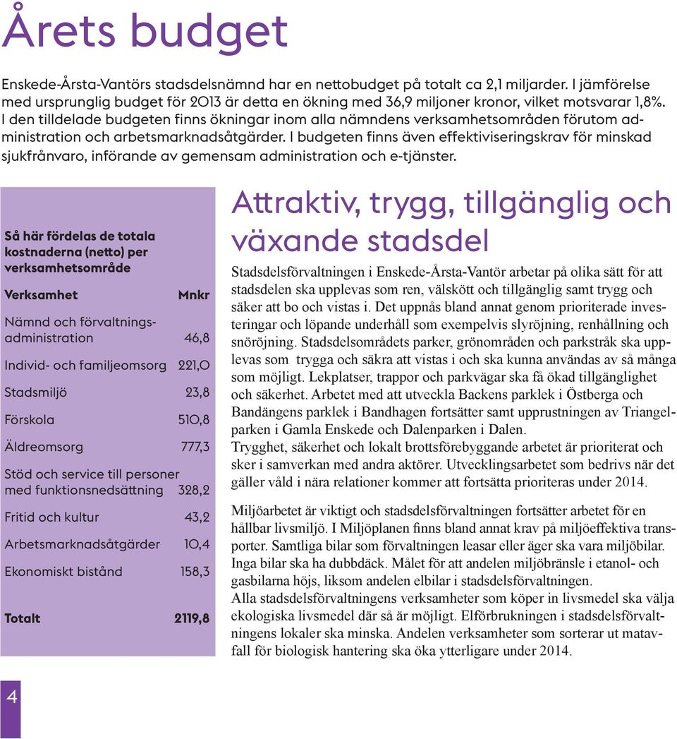 I den tilldelade budgeten finns ökningar inom alla nämndens verksamhetsområden förutom administration och arbetsmarknadsåtgärder.