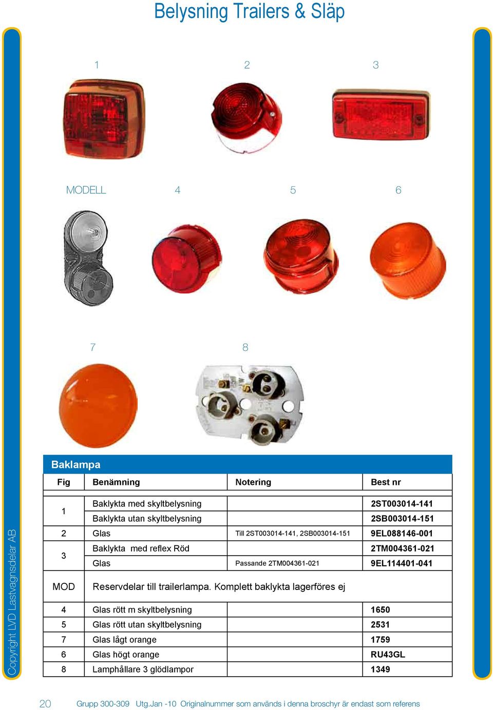 Glas Passande 2TM004361-021 9EL114401-041 MOD Reservdelar till trailerlampa.