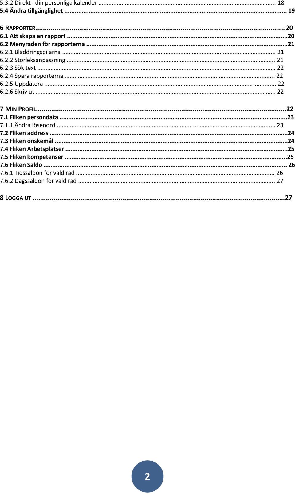 .. 22 7 MIN PROFIL...22 7.1 Fliken persondata...23 7.1.1 Ändra lösenord... 23 7.2 Fliken address...24 7.3 Fliken önskemål...24 7.4 Fliken Arbetsplatser.