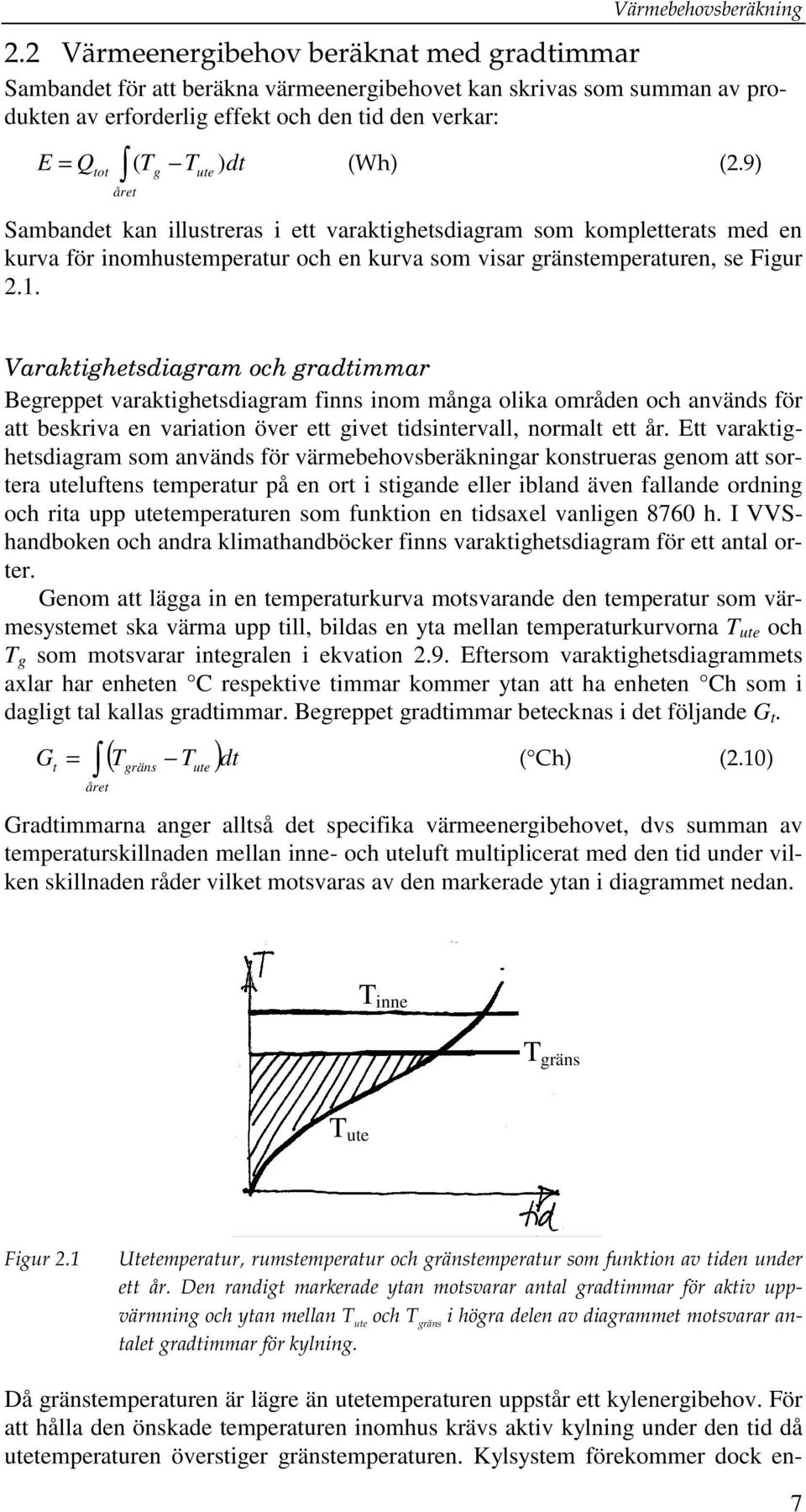 9) tot året ute Sambandet kan illustreras i ett varaktihetsdiaram som kompletterats med en kurva för inomhustemperatur och en kurva som visar ränstemperaturen, se Fiur 2.1.