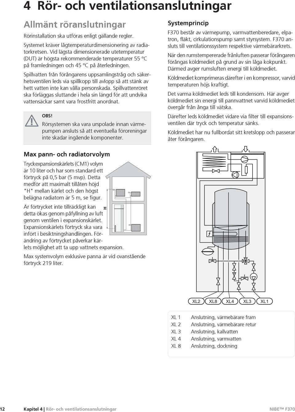 Spillvatten från förångarens uppsamlingstråg och säkerhetsventilen leds via spillkopp till avlopp så att stänk av hett vatten inte kan vålla personskada.