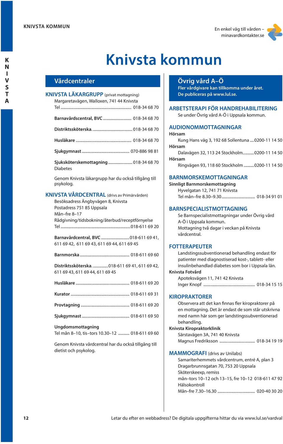 .. 018-34 68 70 Diabetes Genom Knivsta läkargrupp har du också tillgång till psykolog.