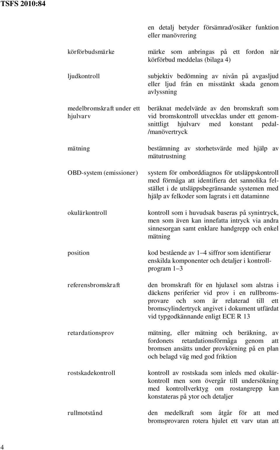 misstänkt skada genom avlyssning beräknat medelvärde av den bromskraft som vid bromskontroll utvecklas under ett genomsnittligt hjulvarv med konstant pedal- /manövertryck bestämning av storhetsvärde