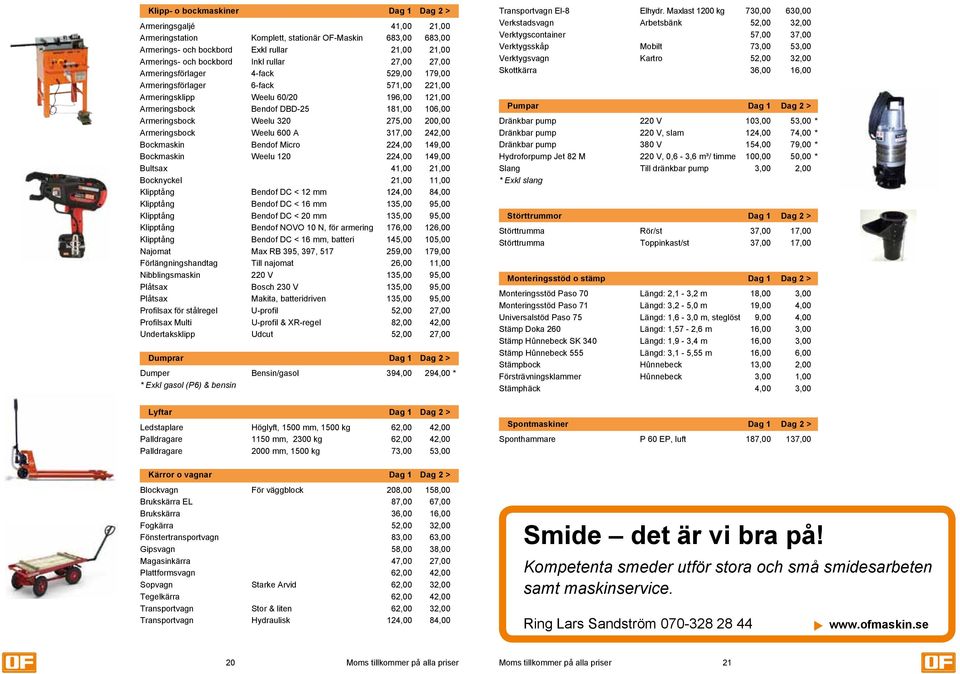 Weelu 320 275,00 200,00 Armeringsbock Weelu 600 A 317,00 242,00 Bockmaskin Bendof Micro 224,00 149,00 Bockmaskin Weelu 120 224,00 149,00 Bultsax 41,00 21,00 Bocknyckel 21,00 11,00 Klipptång Bendof DC