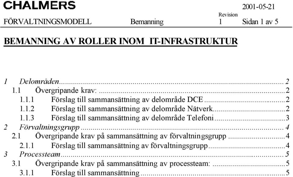 ..3 2 Förvaltningsgrupp... 4 2.1 Övergripande krav på sammansättning av förvaltningsgrupp...4 2.1.1 Förslag till sammansättning av förvaltningsgrupp.