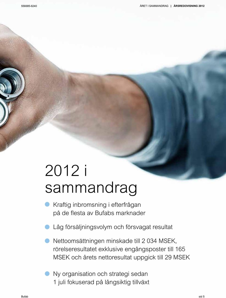 minskade till 2 034 MSEK, rörelseresultatet exklusive engångsposter till 165 MSEK och årets