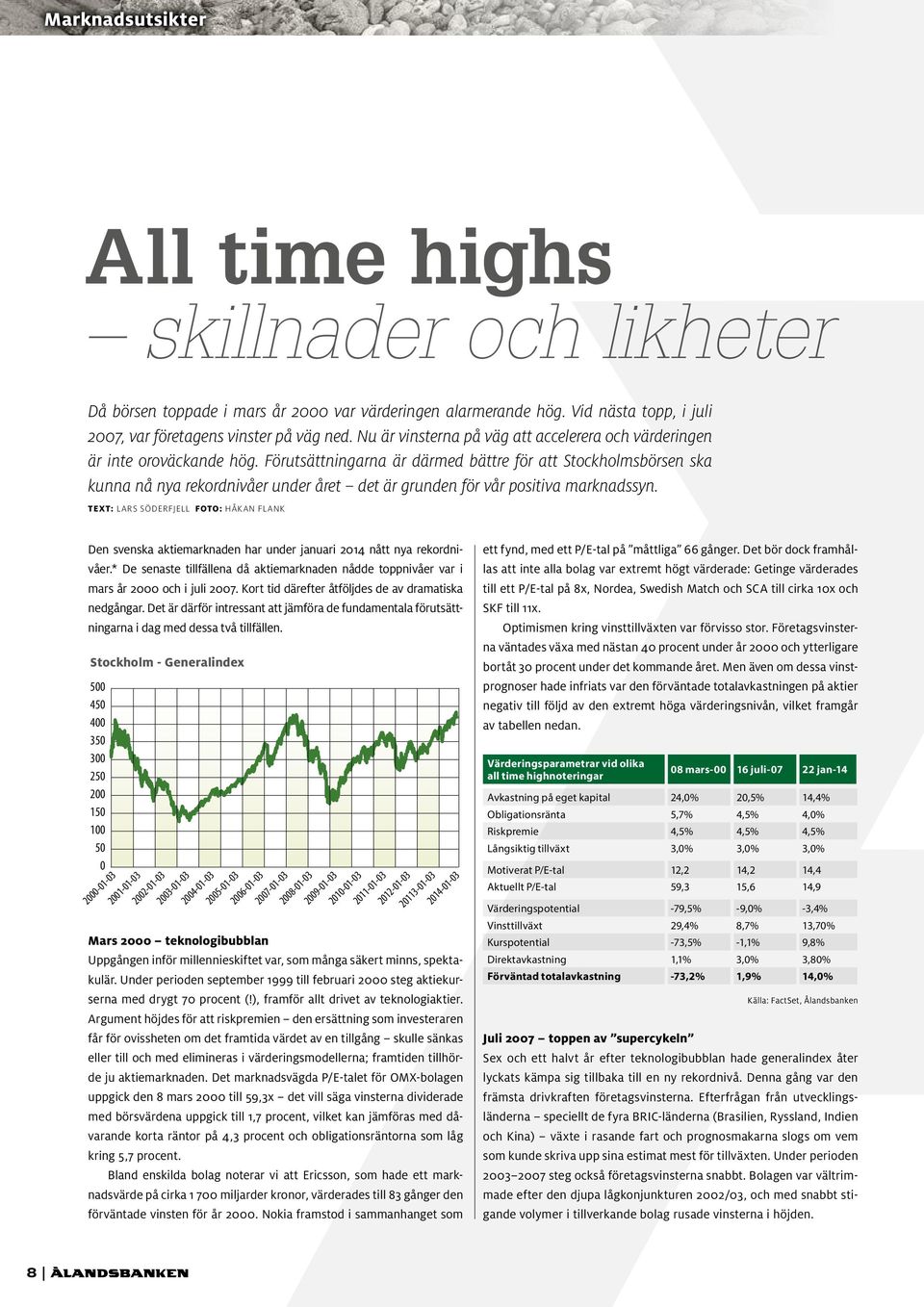 Förutsättningarna är därmed bättre för att Stockholmsbörsen ska kunna nå nya rekordnivåer under året det är grunden för vår positiva marknadssyn.