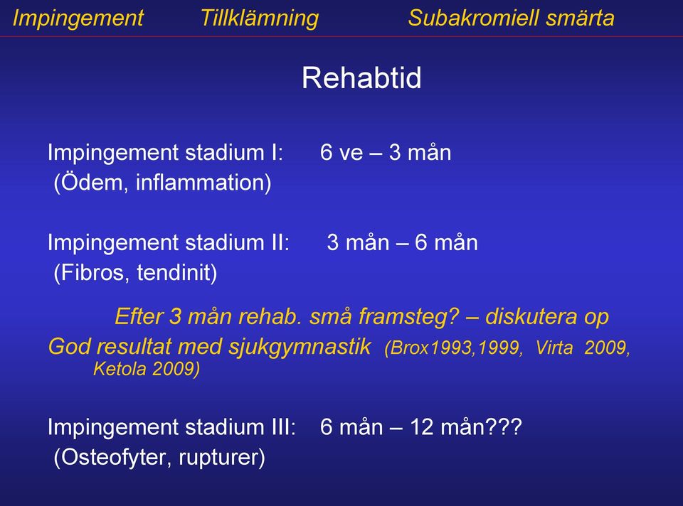 3 mån rehab. små framsteg?