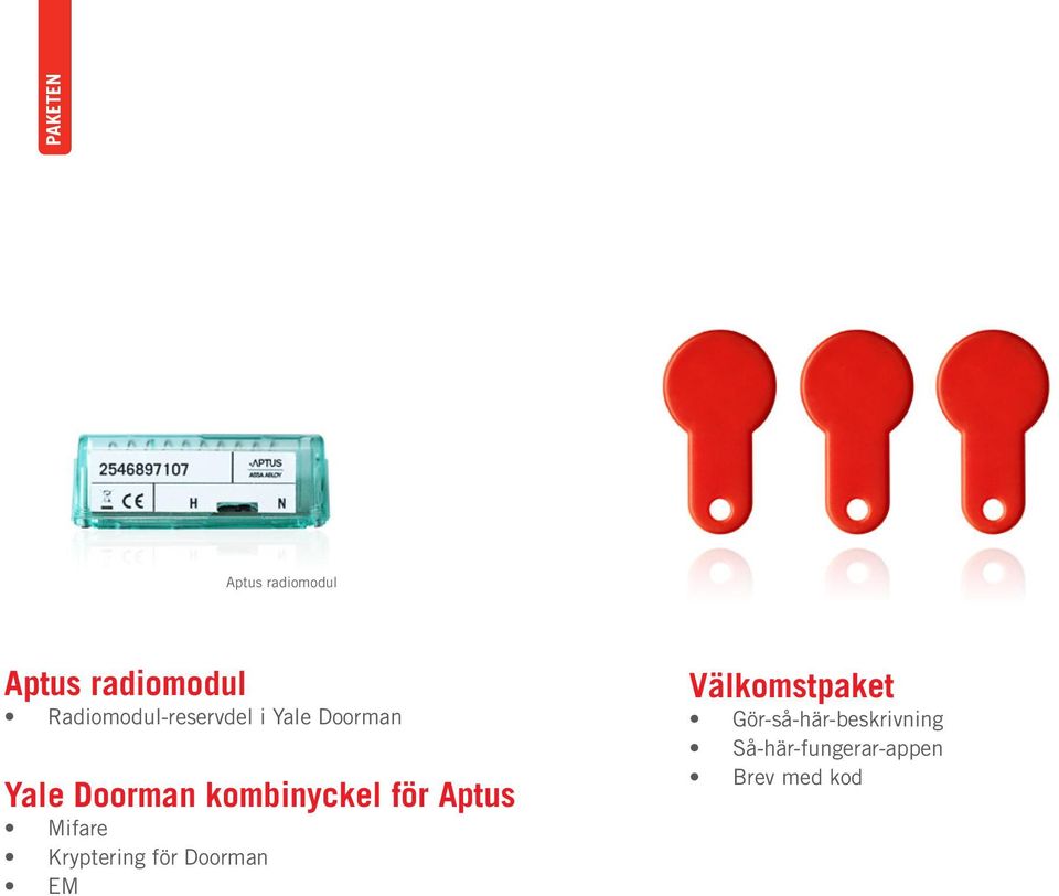 kombinyckel för Aptus Mifare Kryptering för Doorman EM