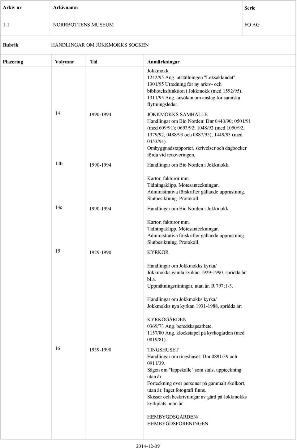 Ombyggnadsrapporter, skrivelser och dagböcker förda vid renoveringen. 14b 1990-1994 Handlingar om Bio Norden i Jokkmokk. Kartor, fakturor mm. ningaklipp. Mötesanteckningar.