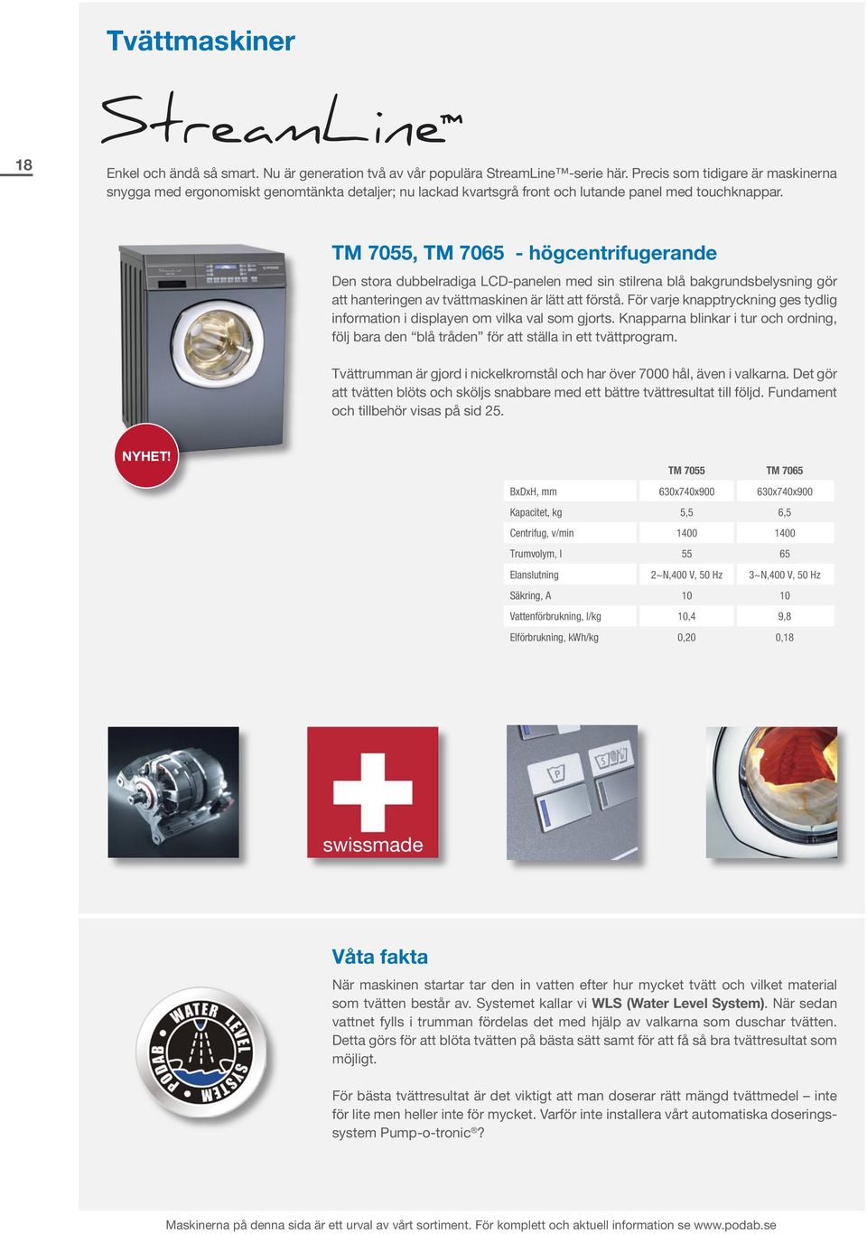 TM 7055, TM 7065 - högcentrifugerande Den stora dubbelradiga LCD-panelen med sin stilrena blå bakgrundsbelysning gör att hanteringen av tvättmaskinen är lätt att förstå.