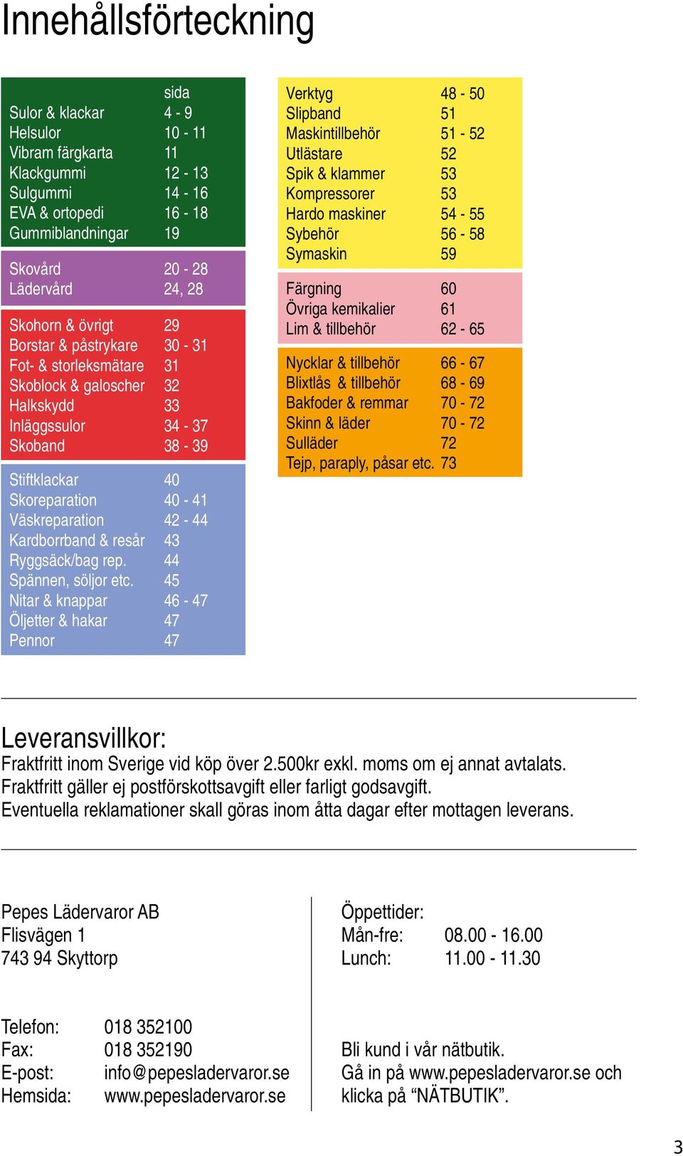 Kardborrband & resår 43 Ryggsäck/bag rep. 44 Spännen, söljor etc.