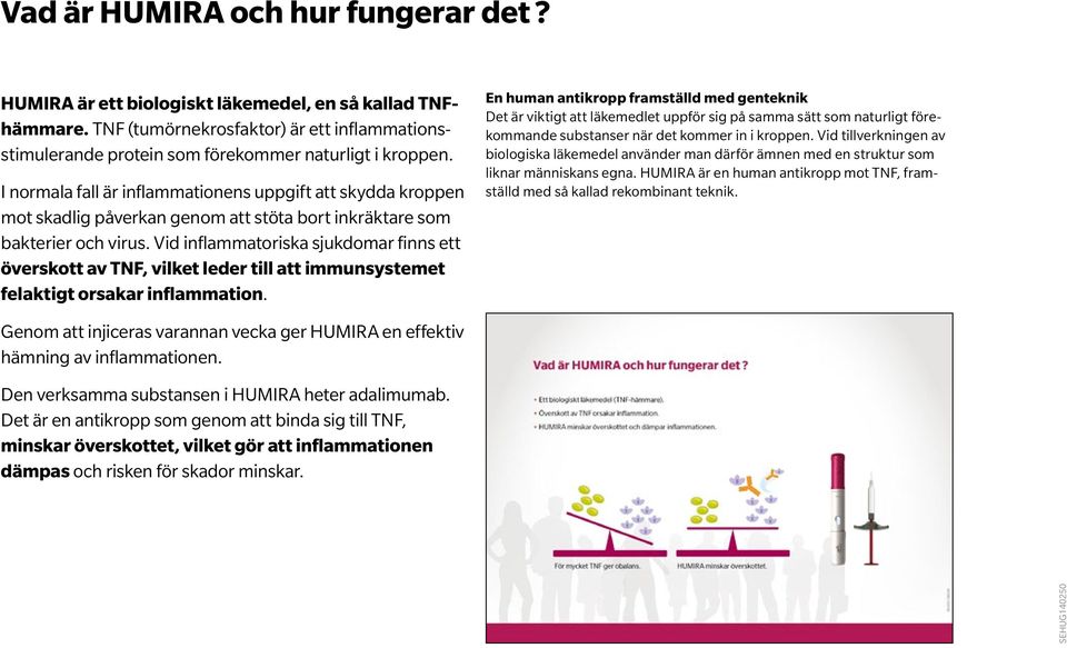 Vid inflammatoriska sjukdomar finns ett överskott av TNF, vilket leder till att immunsystemet felaktigt orsakar inflammation.