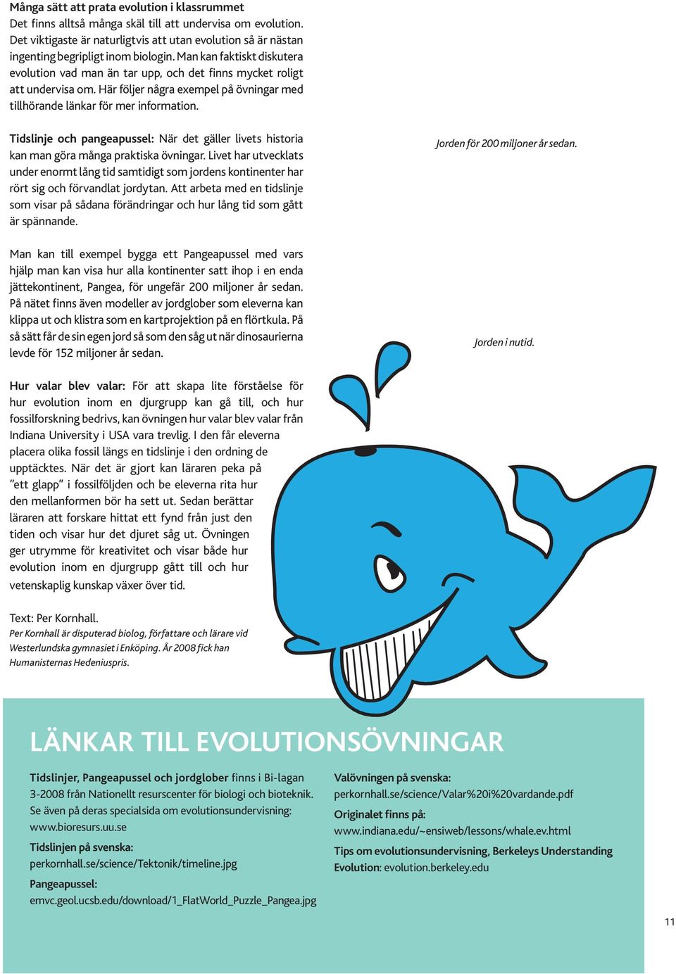 Man kan faktiskt diskutera evolution vad man än tar upp, och det finns mycket roligt att undervisa om. Här följer några exempel på övningar med tillhörande länkar för mer information.