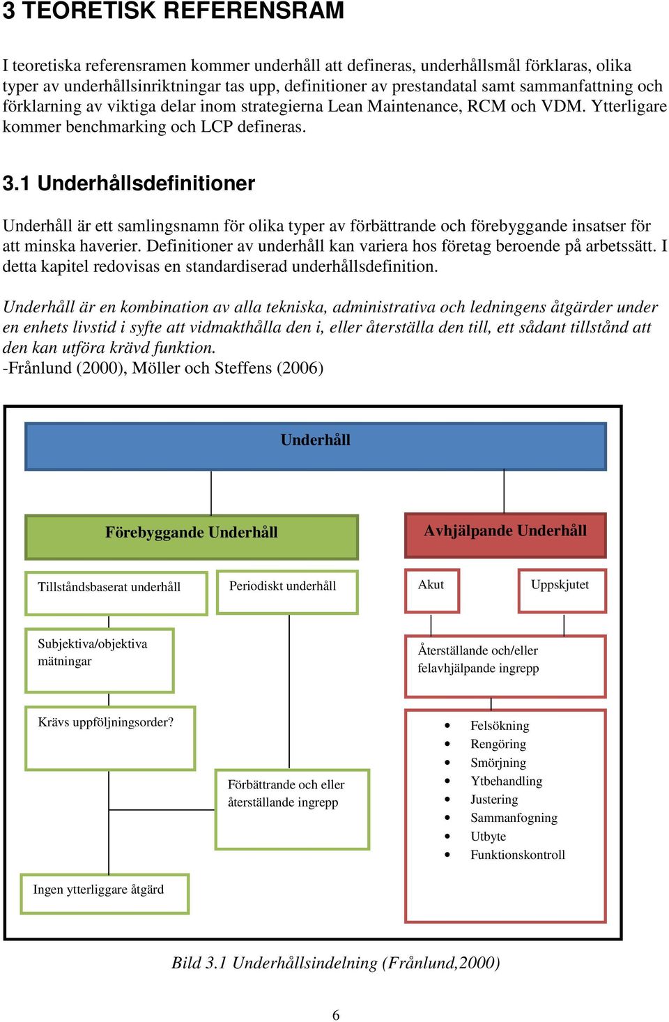 1 Underhållsdefinitioner Underhåll är ett samlingsnamn för olika typer av förbättrande och förebyggande insatser för att minska haverier.