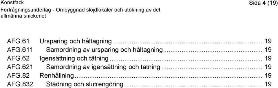 62 Igensättning och tätning... 19 AFG.