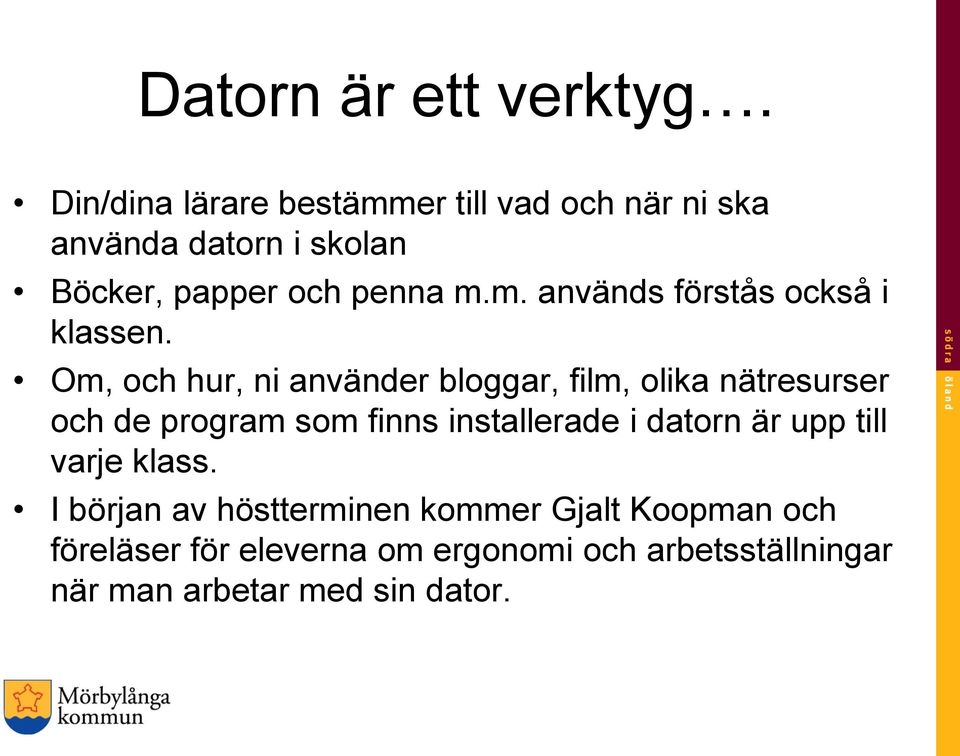 Om, och hur, ni använder bloggar, film, olika nätresurser och de program som finns installerade i datorn