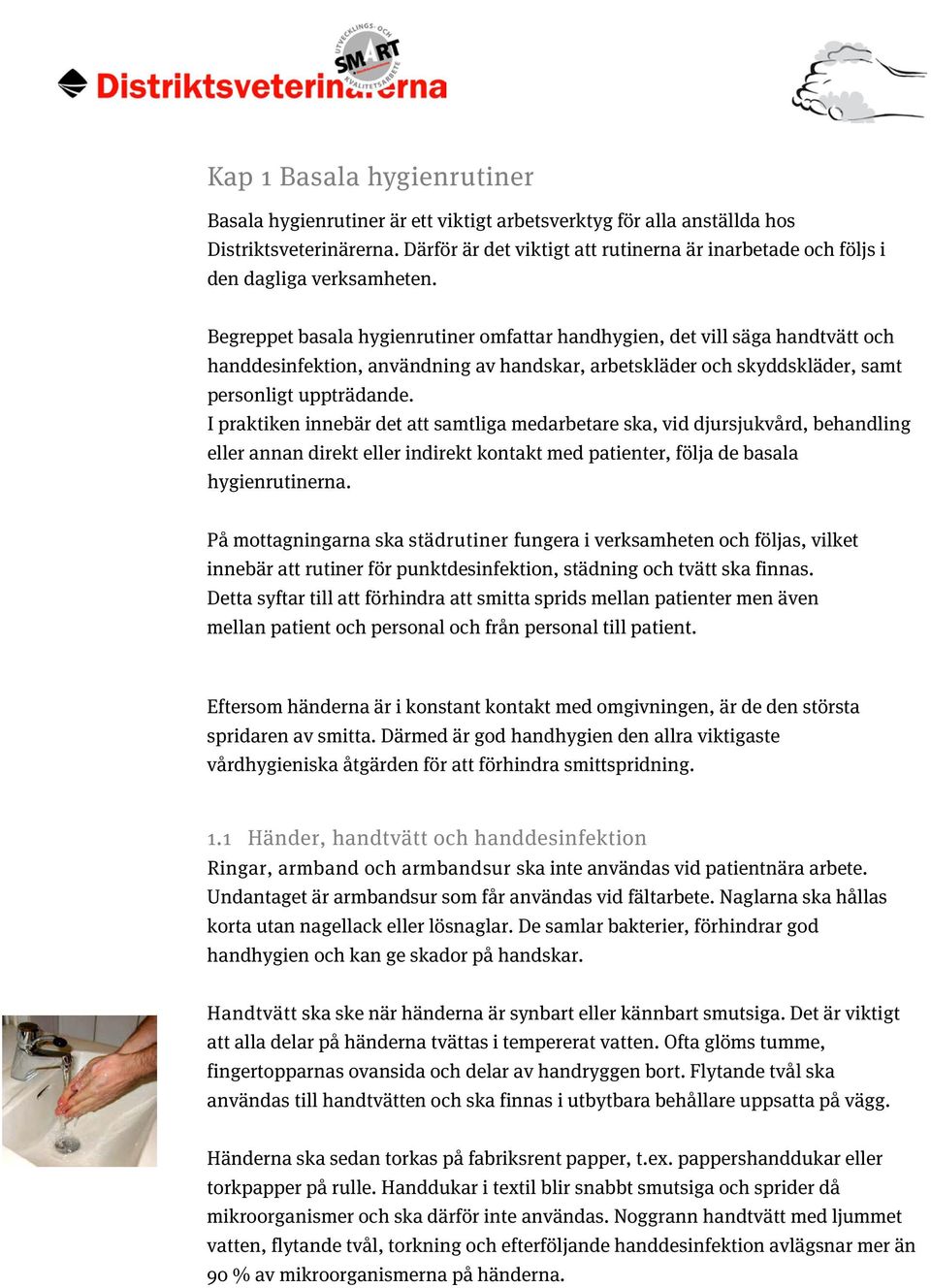 Begreppet basala hygienrutiner omfattar handhygien, det vill säga handtvätt och handdesinfektion, användning av handskar, arbetskläder och skyddskläder, samt personligt uppträdande.