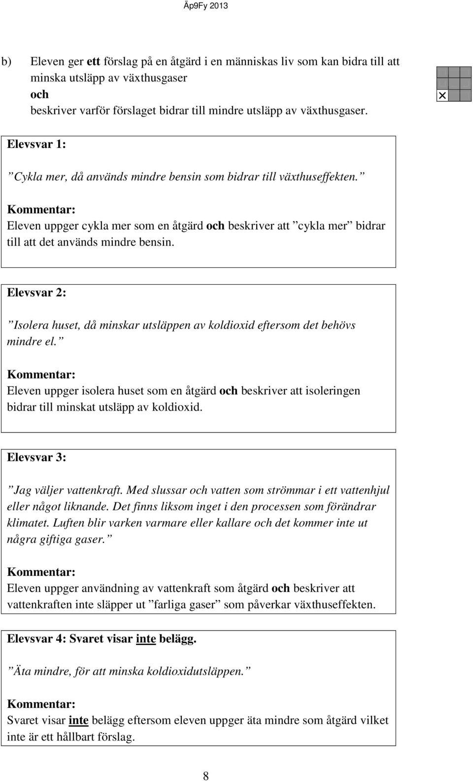 Elevsvar 2: Isolera huset, då minskar utsläppen av koldioxid eftersom det behövs mindre el.