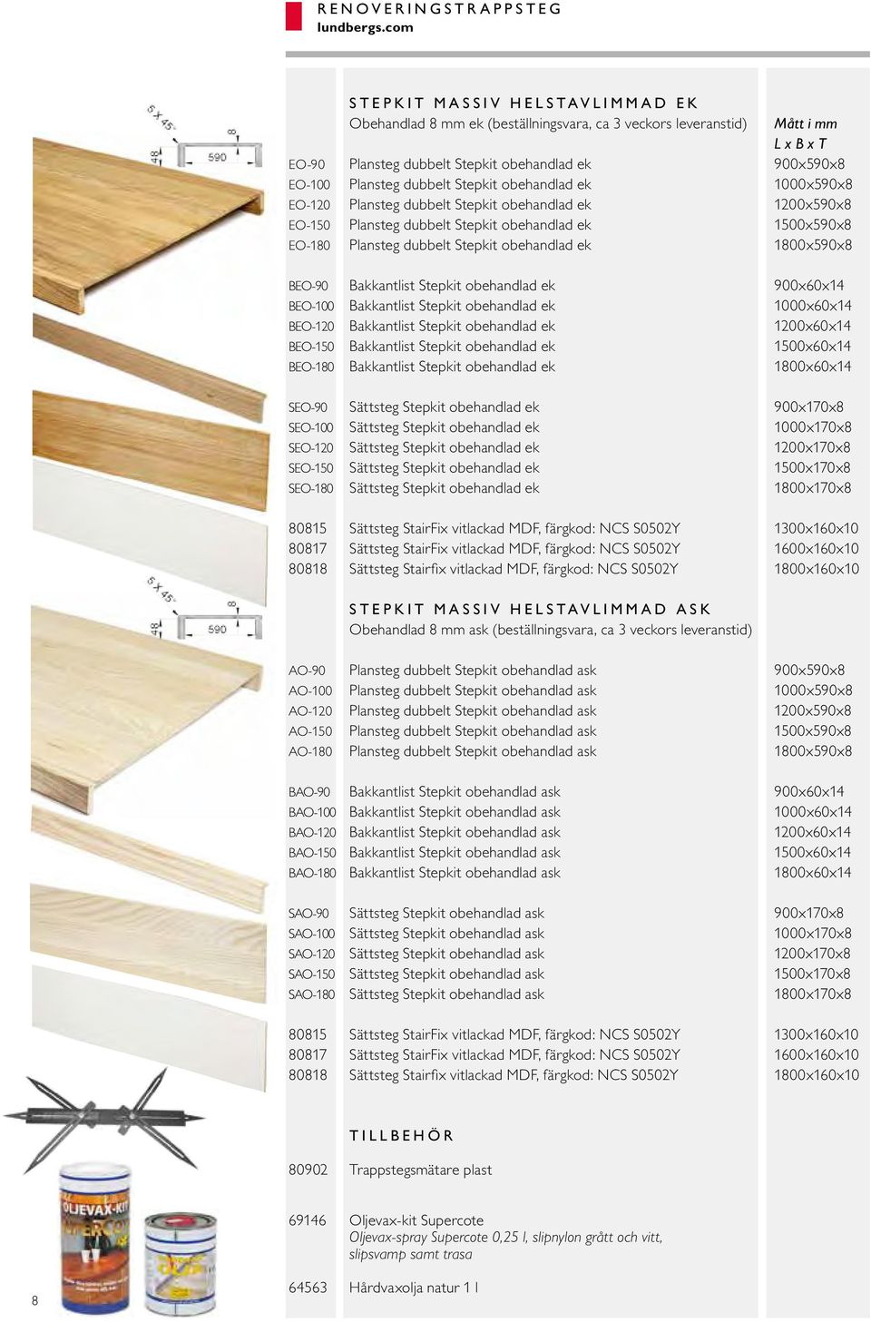 ek 1800x590x8 BEO-90 Bakkantlist Stepkit obehandlad ek 900x60x14 BEO-100 Bakkantlist Stepkit obehandlad ek 1000x60x14 BEO-120 Bakkantlist Stepkit obehandlad ek 1200x60x14 BEO-150 Bakkantlist Stepkit