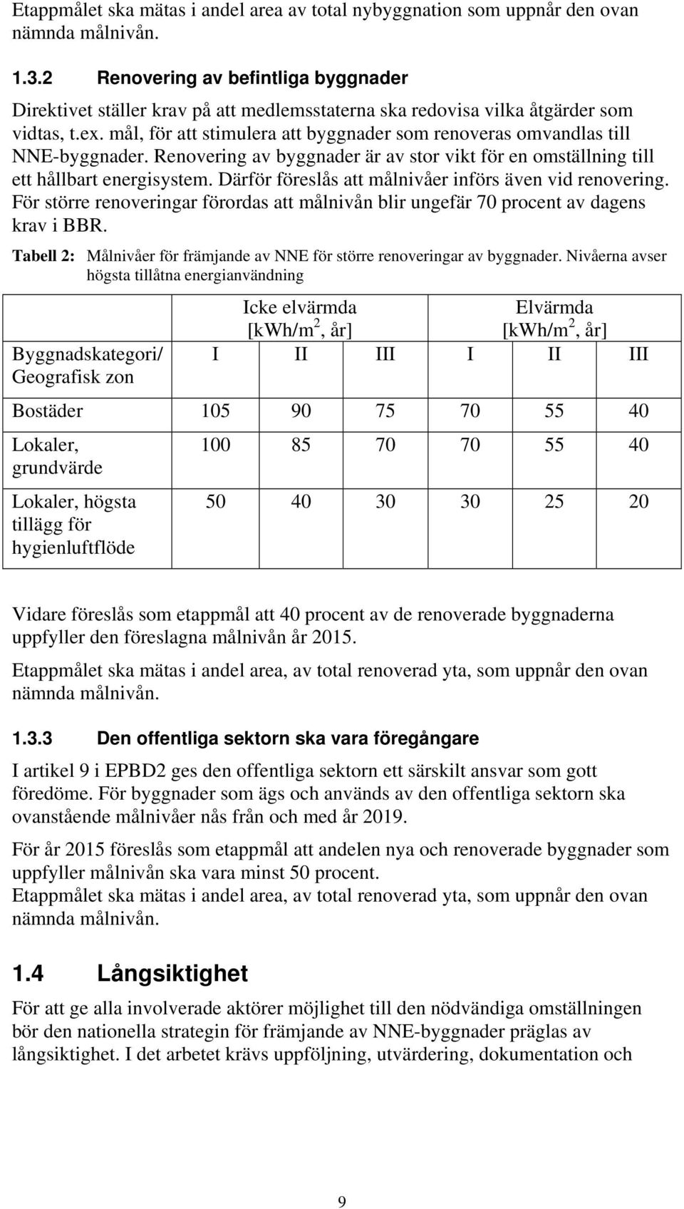 mål, för att stimulera att byggnader som renoveras omvandlas till NNE-byggnader. Renovering av byggnader är av stor vikt för en omställning till ett hållbart energisystem.