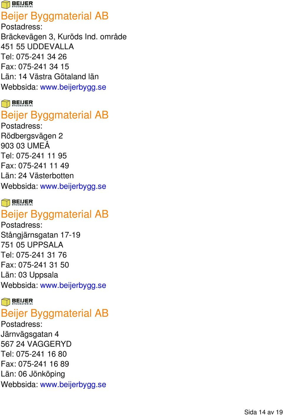 Tel: 075-241 11 95 Fax: 075-241 11 49 Län: 24 Västerbotten Stångjärnsgatan 17-19 751 05