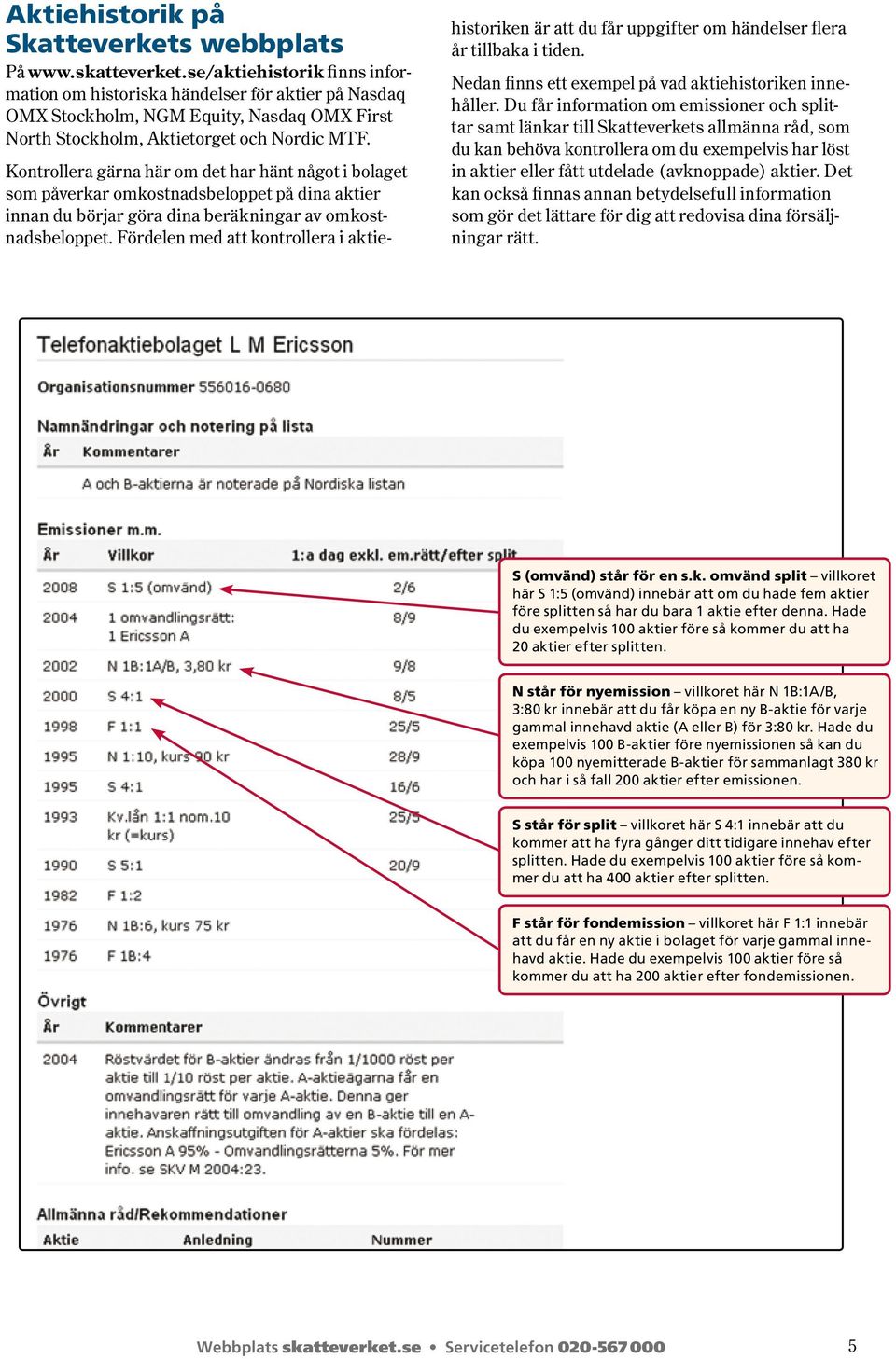 Kon trollera gärna här om det har hänt något i bolaget som påverkar omkostnadsbeloppet på dina aktier innan du börjar göra dina beräkningar av omkostnadsbe lop pet.