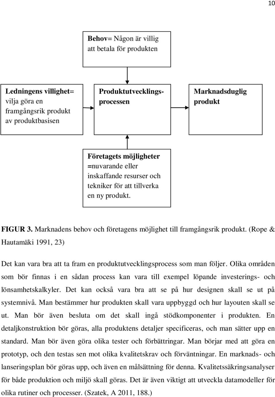 (Rope & Hautamäki 1991, 23) Det kan vara bra att ta fram en produktutvecklingsprocess som man följer.