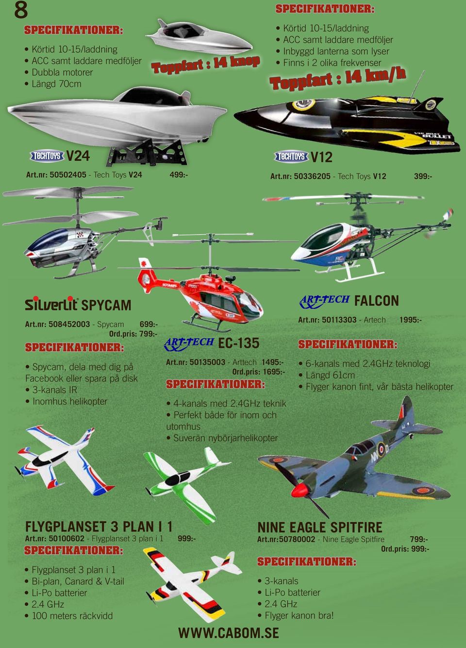 pris: 799:- SpecIFIkAtIONeR: Spycam, dela med dig på Facebook eller spara på disk 3-kanals IR Inomhus helikopter ec-135 art.nr: 50135003 - Arttech 1495:- ord.