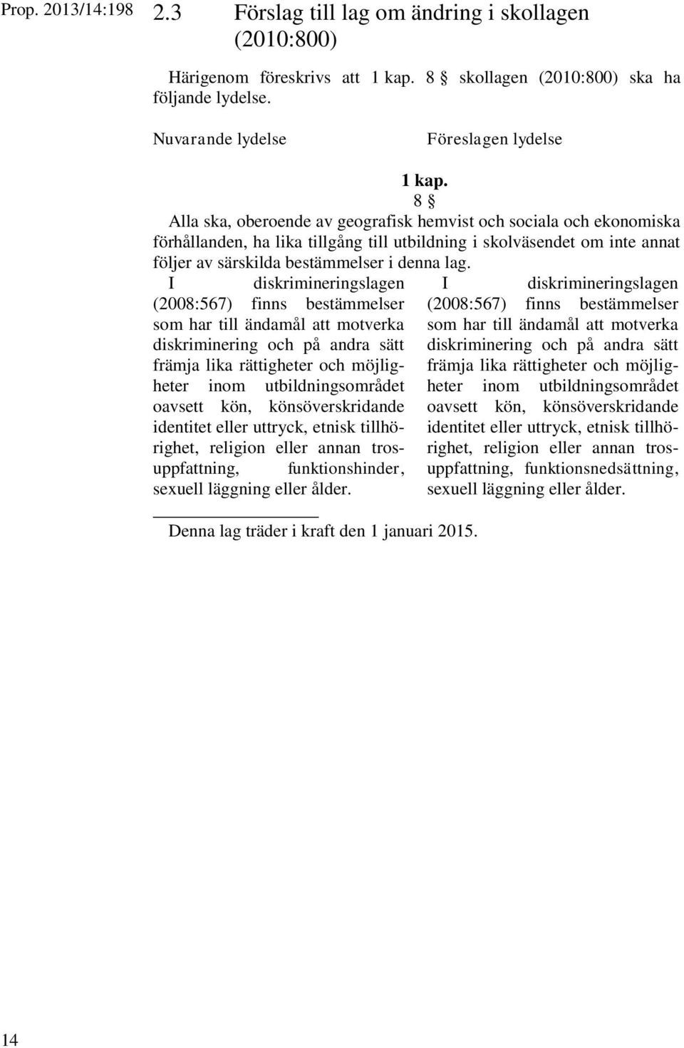 I diskrimineringslagen (2008:567) finns bestämmelser som har till ändamål att motverka diskriminering och på andra sätt främja lika rättigheter och möjligheter inom utbildningsområdet oavsett kön,