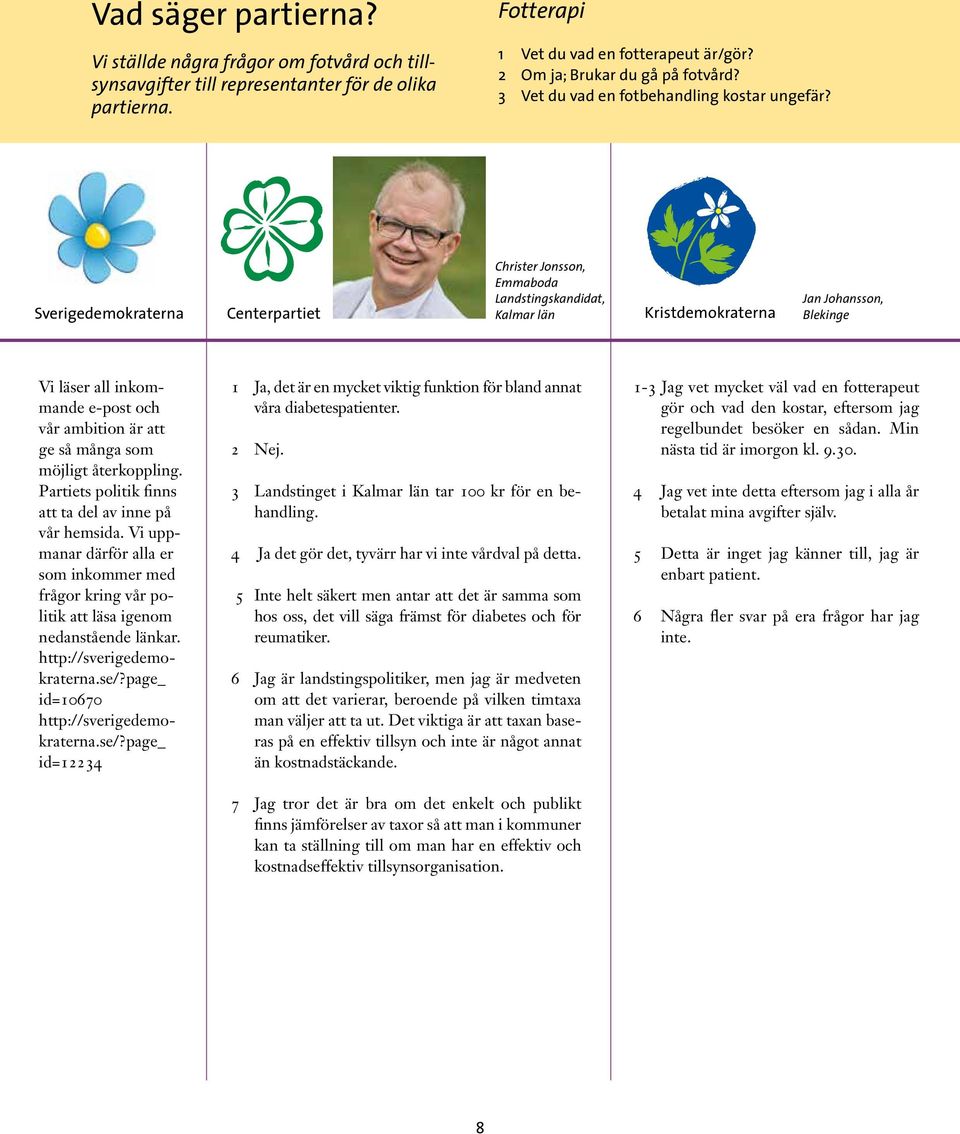 Sverigedemokraterna Centerpartiet Christer Jonsson, Emmaboda Landstingskandidat, Kalmar län Kristdemokraterna Jan Johansson, Blekinge Vi läser all inkommande e-post och vår ambition är att ge så