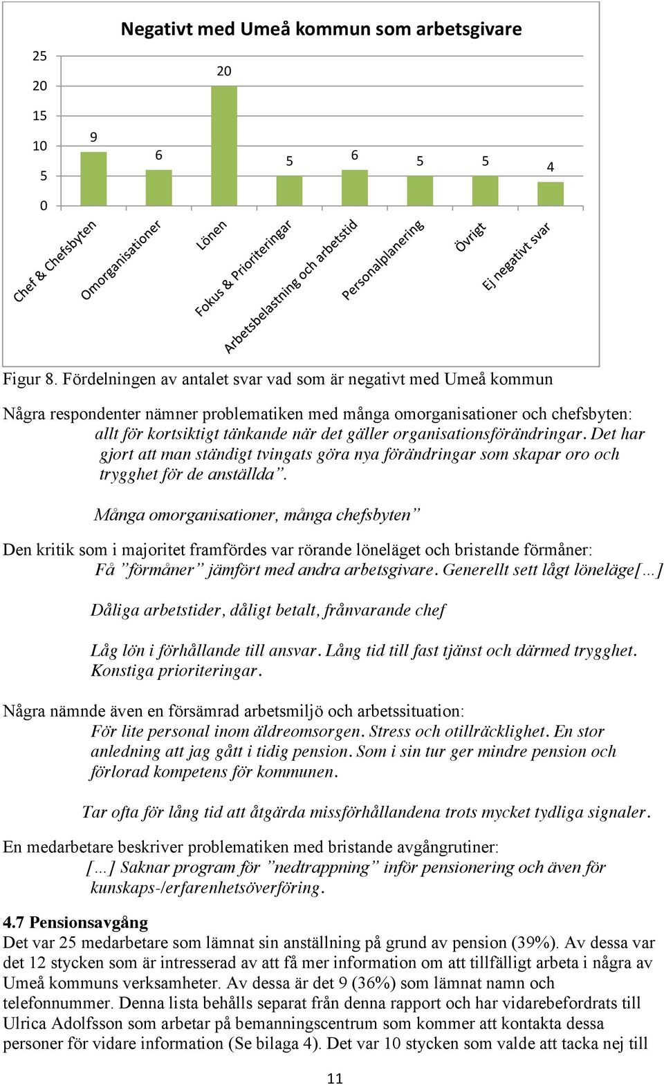 organisationsförändringar. Det har gjort att man ständigt tvingats göra nya förändringar som skapar oro och trygghet för de anställda.