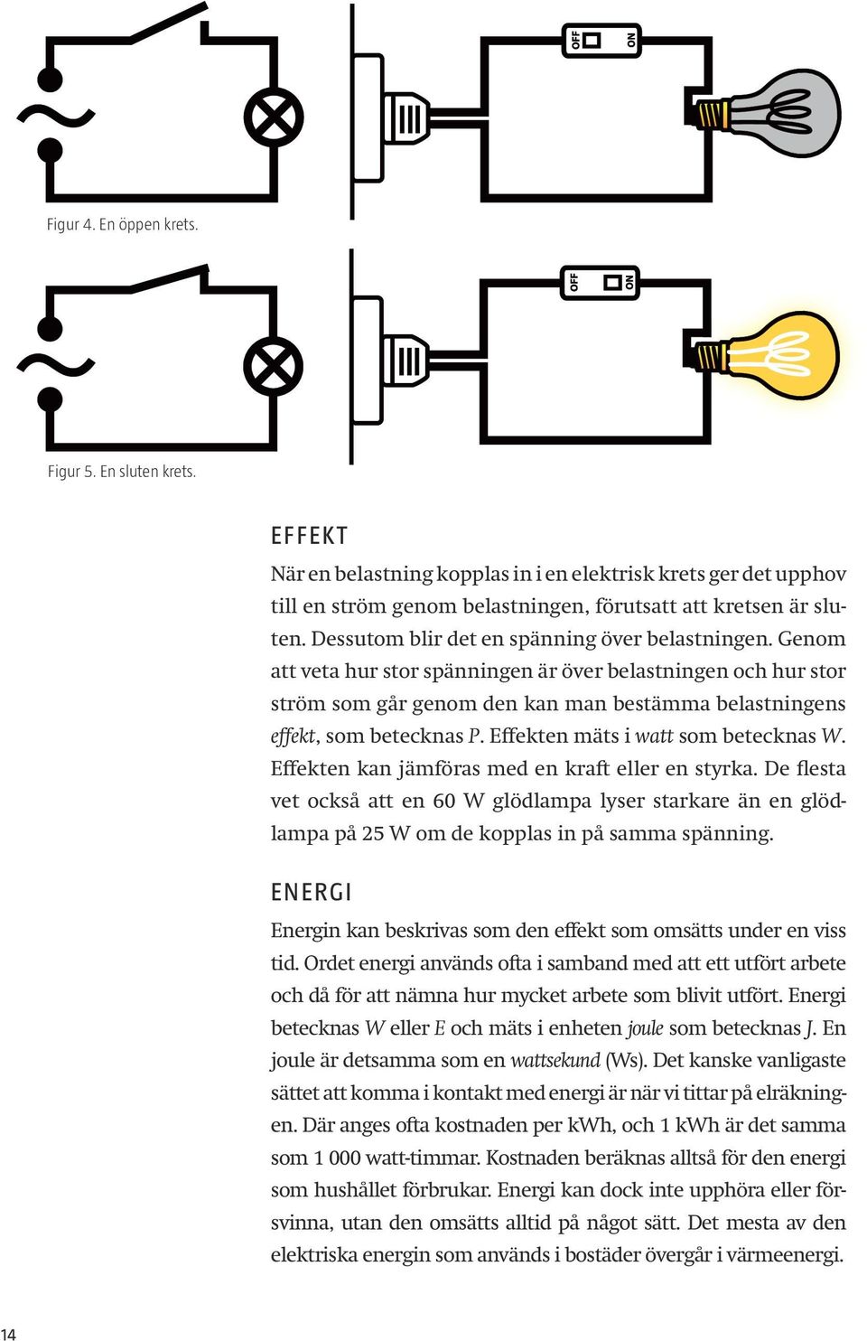 Effekten mäts i watt som betecknas W. Effekten kan jämföras med en kraft eller en styrka.