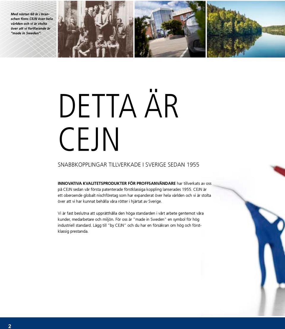 koppling lanserades 1955. CEJN är ett oberoende globalt nischföretag som har expanderat över hela världen och vi är stolta över att vi har kunnat behålla våra rötter i hjärtat av Sverige.