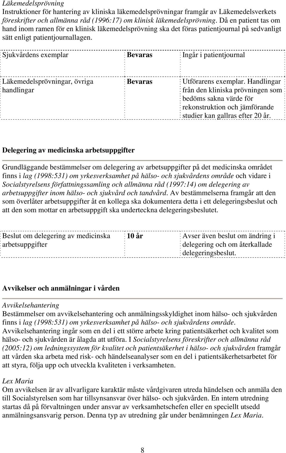 Sjukvårdens exemplar Läkemedelsprövningar, övriga handlingar Utförarens exemplar.