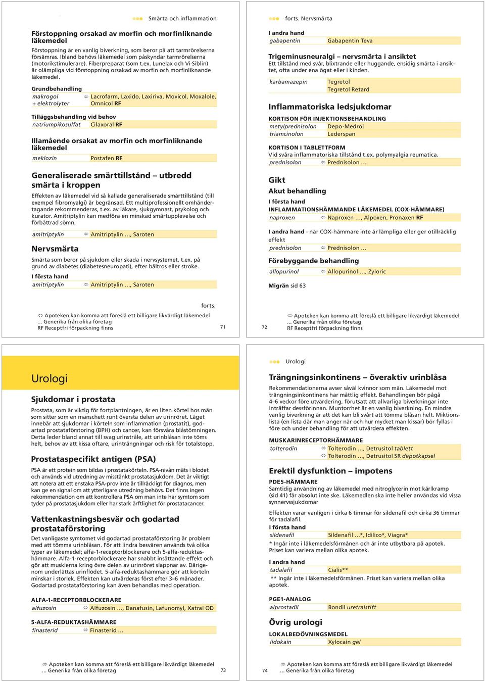 Grundbehandling makrogol Lacrofarm, Laxido, Laxiriva, Movicol, Moxalole, + elektrolyter Omnicol RF Tilläggsbehandling vid behov natriumpikosulfat Cilaxoral RF Illamående orsakat av morfin och